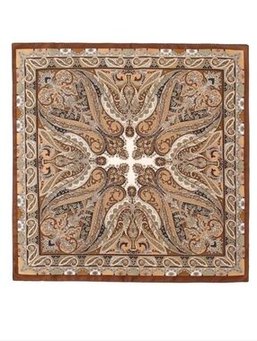 New Boho Paisley Print Satin Scarf Brown and Cream Spring Summer Festive